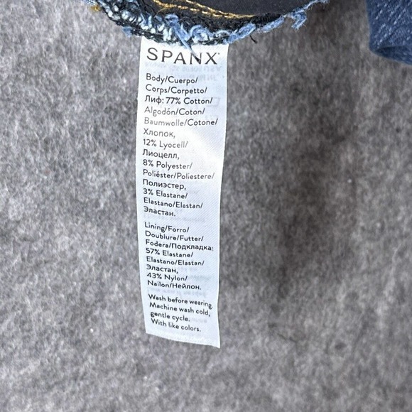 Spanx Jeans Womens Small Blue Pull On Distressed‎ Tummy Control - Picture 9 of 15
